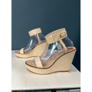 Elizabeth and James NUDE E-Brit Wedge Sandal SZ 9.5